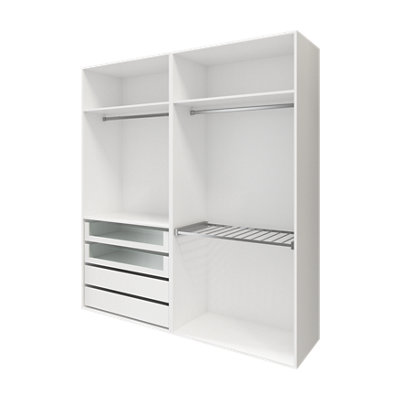 Goodhome Atomia Freestanding White Particle Board Wardrobe, Clothing & Shoes Organiser (H)2250Mm (W)2000Mm (D)655Mm