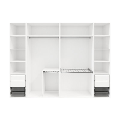 Goodhome Atomia White Chipboard Wardrobe, Clothing & Shoes Organiser (H)2250Mm (W)3000Mm (D)580Mm