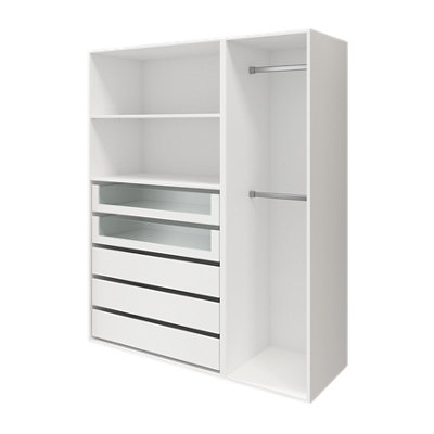 Goodhome Atomia Freestanding White Particle Board Wardrobe, Clothing & Shoes Organiser (H)1875Mm (W)1500Mm (D)580Mm