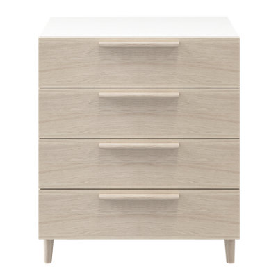 Goodhome Atomia Freestanding Matt White Oak Effect 4 Drawer Chest Of Drawers (H)750Mm (W)750Mm (D)450Mm