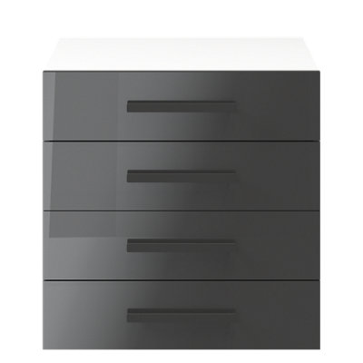 Goodhome Atomia Freestanding Gloss Anthracite & White 4 Drawer Chest Of Drawers (H)750Mm (W)750Mm (D)450Mm