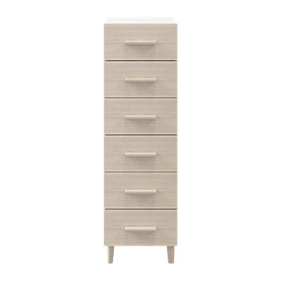 Goodhome Atomia Freestanding Matt White Oak Effect 6 Drawer Chest Of Drawers (H)1125Mm (W)375Mm (D)450Mm