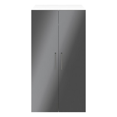 Goodhome Atomia Freestanding Gloss Anthracite & White Chipboard Wardrobe (H)1875Mm (W)1000Mm (D)580Mm