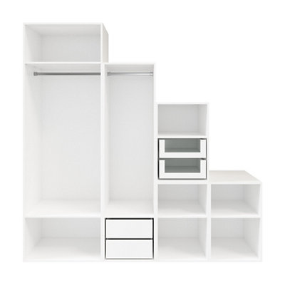 Goodhome Atomia Freestanding White Chipboard Wardrobe, Clothing & Shoes Organiser (H)2250Mm (W)750Mm (D)580Mm
