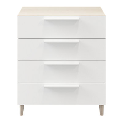 Goodhome Atomia Freestanding Matt White Oak Effect 4 Drawer Chest (H)550Mm (W)750Mm (D)450Mm