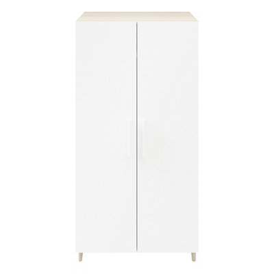 Goodhome Atomia Freestanding Matt White Oak Effect Particle Board Wardrobe (H)1975Mm (W)1000Mm (D)600Mm