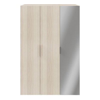 Goodhome Atomia Freestanding Matt Oak Effect Chipboard Mirrored Triple Wardrobe (H)2250Mm (W)1000Mm (D)580Mm