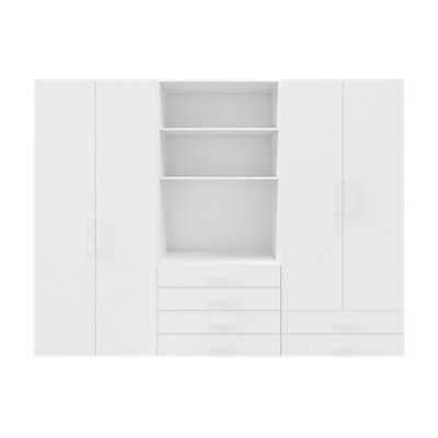 Goodhome Atomia White Chipboard Bedroom Storage Unit (H)2250Mm (W)3000Mm (D)580Mm