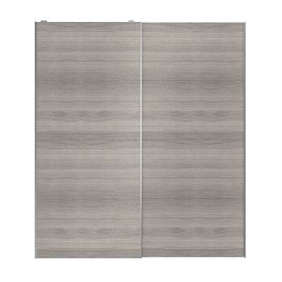 Goodhome Atomia Mirror Non-Mirrored Matt Grey Oak Effect 2 Door Sliding Wardrobe Door Kit (H)2250Mm (W)2000Mm