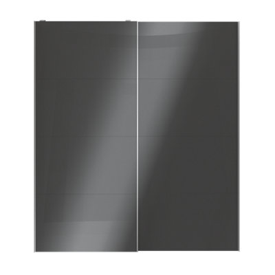 Goodhome Atomia Contemporary Without Mirror Doors Anthracite High Gloss 2 Door Sliding Wardrobe Door Kit (H)2250Mm (W)2000Mm