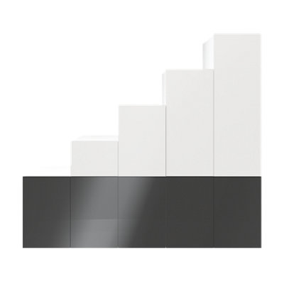 Goodhome Atomia Gloss Anthracite & White Chipboard Wardrobe (H)2250Mm (W)3000Mm (D)580Mm