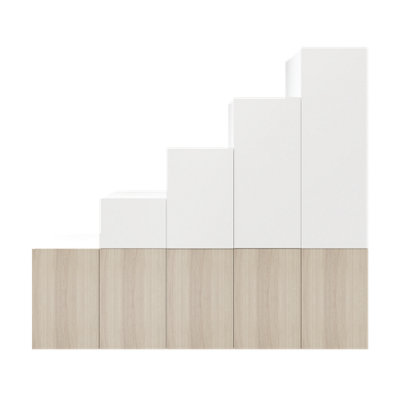Goodhome Atomia Freestanding White Oak Effect Chipboard Wardrobe Dressing Unit (H)2250Mm (W)3000Mm (D)580Mm