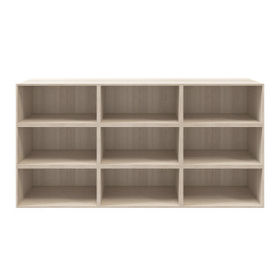 Goodhome Atomia Freestanding Matt Oak Effect Wall-Mounted 9 Shelf Rectangular Bookcase, (H)1125Mm (W)2250Mm