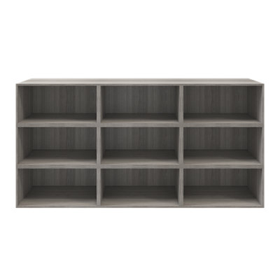 Goodhome Atomia Matt Grey Oak Effect Wall-Mounted 9 Shelf Rectangular Bookcase, (H)1125Mm (W)2250Mm