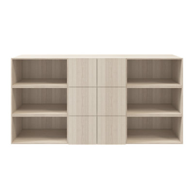 Goodhome Atomia Matt Oak Effect 9 Compartment 9 Shelf Freestanding Rectangular Bookcase (H)1125Mm (W)2250Mm (D)350Mm