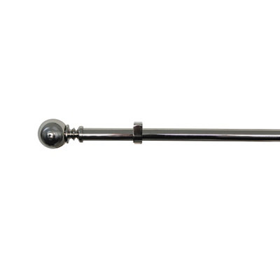 Goodhome Olympe Grey Chrome Effect Extendable Ball Single Curtain Pole Set Set, (L)1200Mm-2100Mm (Dia)28Mm