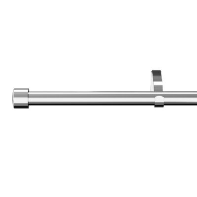 Goodhome Olympe Grey Chrome Effect Extendable Cap Single Curtain Pole Set, (L)2000Mm-3300Mm (Dia)28Mm