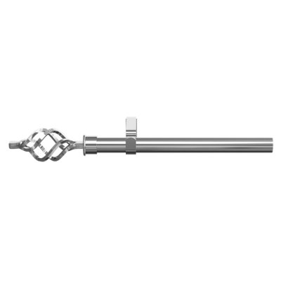 Goodhome Olympe Grey Chrome Effect Extendable Swirl Single Curtain Pole Set, (L)1200Mm-2100Mm (Dia)28Mm
