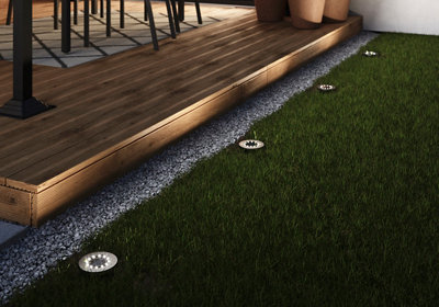 B&Q Gavea Grey & Black Stainless Steel Effect Solar-Powered Integrated Led Outdoor Ground Light