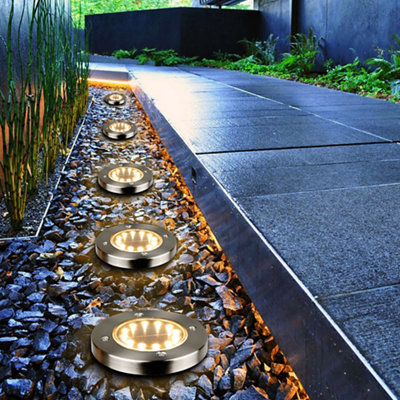 B&Q Gavea Stainless Steel Effect Solar-Powered Integrated Led Outdoor Ground Light, Pack Of 6