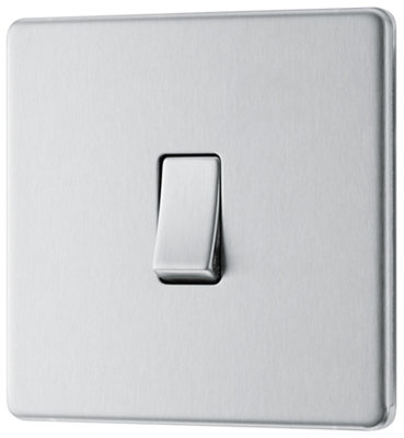 Goodhome 20A Single 2 Way Flat Screwless Intermediate Switch Matt Steel Effect
