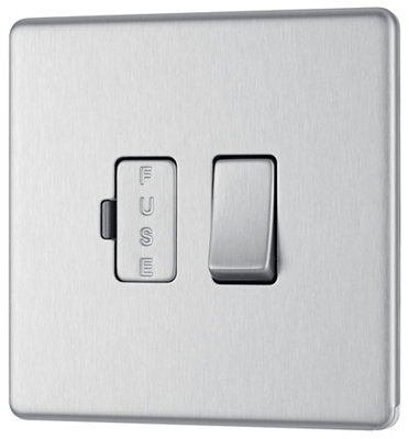 Goodhome Brushed Steel 13A 2 Way Flat Profile Screwless Switched Fused Connection Unit