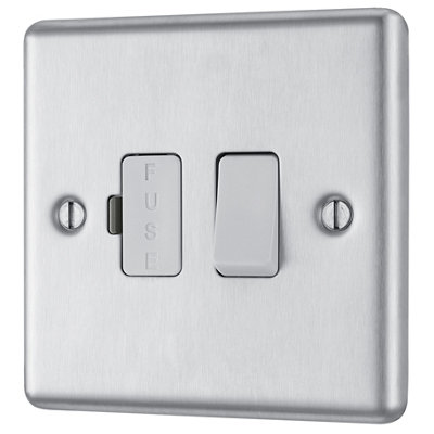 Goodhome Brushed Steel 13A 2 Way Raised Rounded Profile Screwed Switched Fused Connection Unit