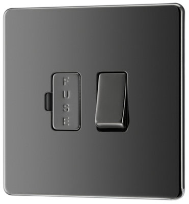 Goodhome Black Nickel 13A 2 Way Flat Profile Screwless Switched Fused Connection Unit