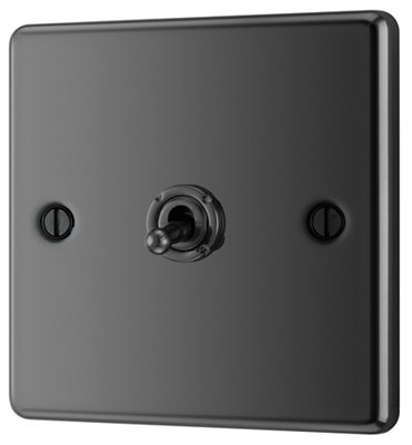 Goodhome 20A 2 Way 1 Gang Toggle Switch Gloss Black Nickel Effect