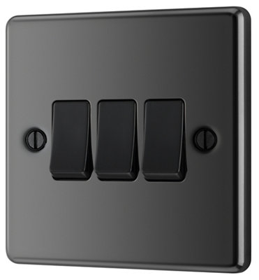 Goodhome Black Nickel 20A 2 Way 3 Gang Light Switch