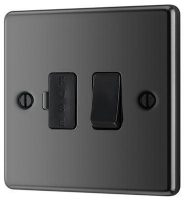 Goodhome Black Nickel 13A 2 Way Raised Rounded Profile Screwed Switched Fused Connection Unit