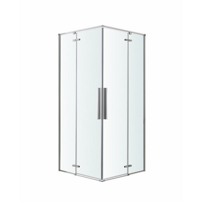 Goodhome Ezili Clear Silver Effect Corner Shower Enclosure - Hinged Door (W)79Cm (D)79Cm
