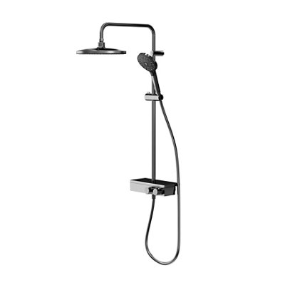 Goodhome Kolima Titanium Thermostatic Mixer Multi Head Shower With 2 Heads & 1.5M Hose Length