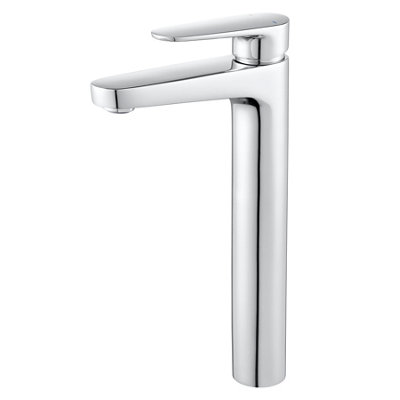 Goodhome Cavally Tall Chrome Effect Round Sink Or Worktop Mono Mixer Tap