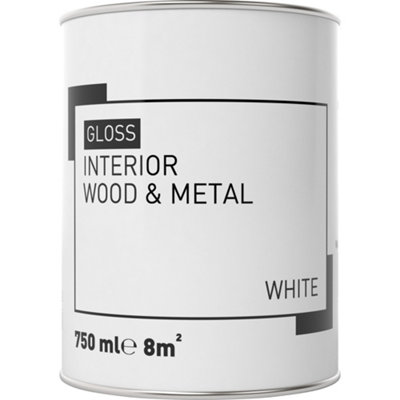 B&Q Interior White Gloss Metal & Wood Paint, 750Ml