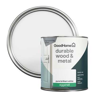 Goodhome Durable Pure Brilliant White Eggshell Metal & Wood Paint, 2.5L