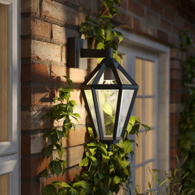 Goodhome Radley Fixed Matt Black Mains-Powered Outdoor Down Wall Light