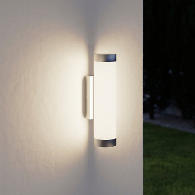 Goodhome Callisto Fixed Satin Stainless Steel Mains-Powered Integrated Led Outdoor Contemporary Wall Light 1400Lm (Dia)7.6Cm