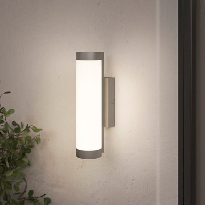 Goodhome Callisto Fixed Matt Dark Grey Mains-Powered Integrated Led Outdoor Contemporary Wall Light 1400Lm (Dia)7.6Cm