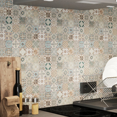 Goodhome Diriana Multicolour Matt Stone Effect Natural Stone Mosaic Tile Sheet, (L)300Mm (W)300Mm