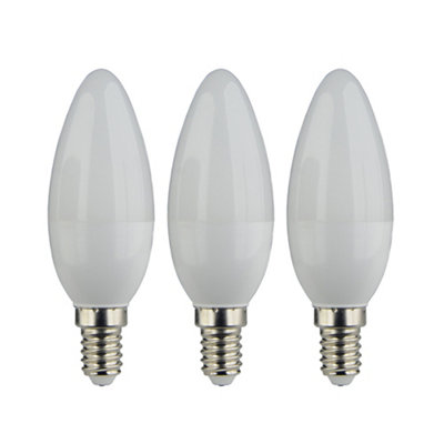 Diall E14 4.2W 470Lm 180° Frosted Candle Warm White Led Light Bulb, Pack Of 3