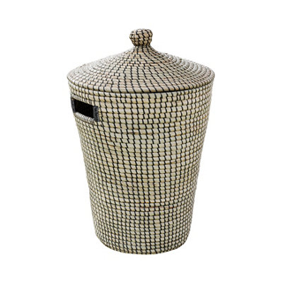 Goodhome Bonetta Seagrass & Black Polyester (Pes) & Seagrass Laundry Bin, 44L