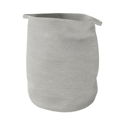 Goodhome Elland Pebble & White Cotton Laundry Bin, 59L