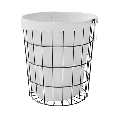Goodhome Aetna Black & White Polyester (Pes) Laundry Bag, 50L