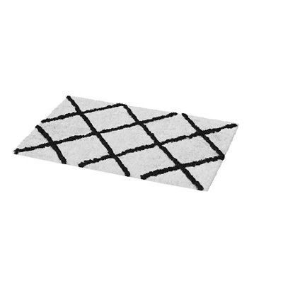 Goodhome Aetna White & Black Rectangular Bath Mat (L)60Cm (W)40Cm