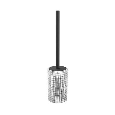 Goodhome Blenny White & Black Polymer Resin & Stainless Steel Toilet Brush & Holder