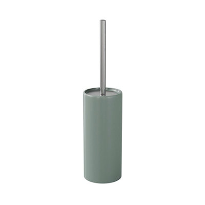 Goodhome Koros Sage Grey Ceramic, Polypropylene (Pp) & Stainless Steel Toilet Brush & Holder