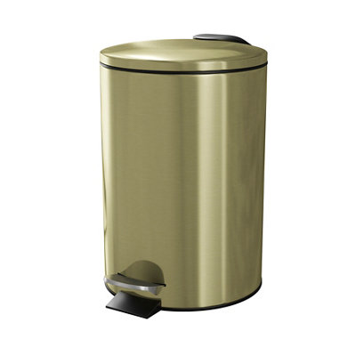 Goodhome Cavalla Gold Effect Metal Bathroom Bin - 3L