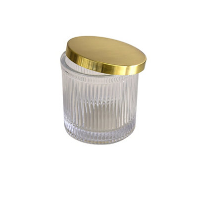 Goodhome Gold Effect Ribbed Bathroom Cotton Holder