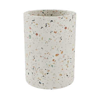 Goodhome Elland Matt Beige Terrazzo Effect Concrete & Polyresin Tumbler